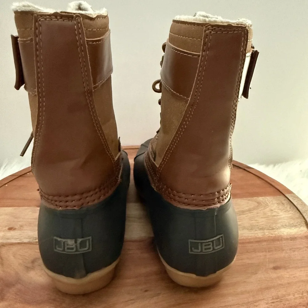 JBU Calgary Weather Ready Faux Fur Lined Duck Boots‎ Women's Sz 7 Tan Black Snow